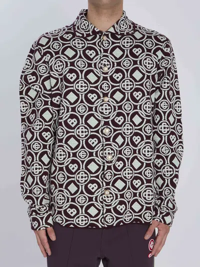 Casablanca Men Monogram-patterned Overshirt In Burgundy