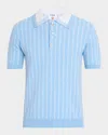 Casablanca Light Blue Polo With Classic Collar And All-over Logo Motif In Cotton Man In Blue