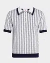 Casablanca White Polo With Classic Collar And All-over Logo Motif In Cotton Man In Navy