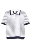 Casablanca White Polo With Classic Collar And All-over Logo Motif In Cotton Man In Navy