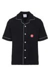 Casablanca Black Shirt With Classic Lapels And All-over Embossed Monogram In Black