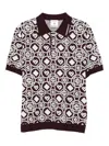 Casablanca Monogram Knit Short-sleeved Polo T-shirt In Multi