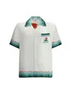 Casablanca Convertible-collar Printed Silk-twill Shirt In White