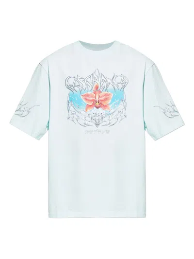 Casablanca Men Oversized T-shirt With Black Blades Graphics In Blue