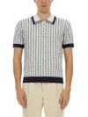 Casablanca White Polo With Classic Collar And All-over Logo Motif In Cotton Man