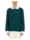Casablanca Green Polo Shirt With Classic Collar And Logo Lettering On The Front In Green