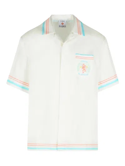 Casablanca Men White Relaxed Embroidered Shirt, M Luxury For Men Darveys