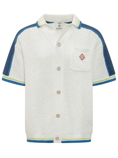 Casablanca Contrasting Trims Chest Pocket Logo-embroidered Short-sleeve Button-up Shirt In Multi