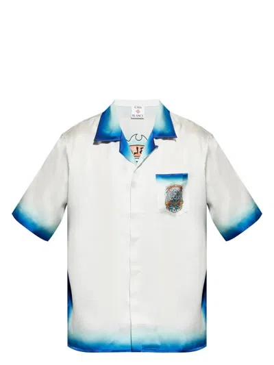 CASABLANCA MEN'S SHORT SLEEVE CUBAN COLLAR SHIRT