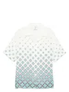 Casablanca Mens Monogram Short-sleeves Linen Shirt Degrade Monogram In Degrade