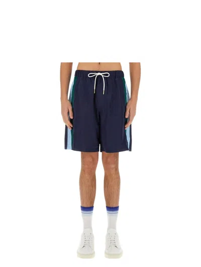 CASABLANCA MEN'S SHORT TRACK | SIZE MEDIUM | MS25TR273 COLOR 01NAVY COLOR LAURELSTRIPE