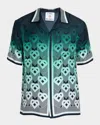 Casablanca Men Gradient Monogram Short Sleeve Silk Shirt In Green