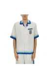 Casablanca White Shirt With Cuban Collar And Maxi Logo Printed On The Back In Silk Man