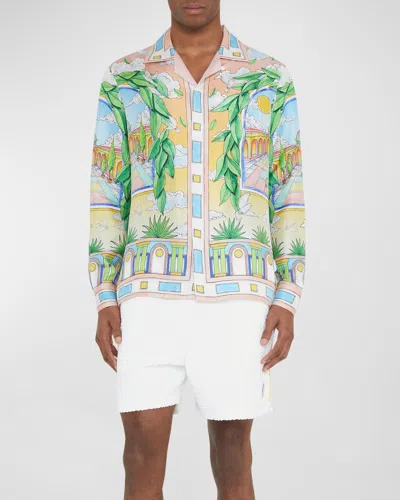 Casablanca Men's Silk Shirt With Cuban Collar In Multicoloured 1