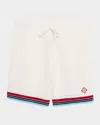 Casablanca Chevron Crochet Bermuda Shorts In White