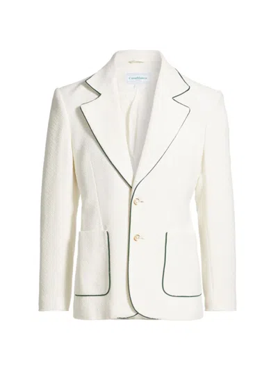 Casablanca Men's Stretch-wool Two-button Suit Jacket In White Green