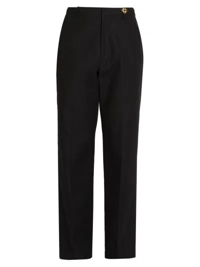 Casablanca Men's Stretch-cotton Mid-rise Straight-leg Chinos In Black