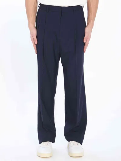 Casablanca Men Tailored Trousers With Front Pleats In Blue