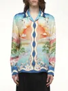 Casablanca Tennis Club Convertible-collar Printed Silk-twill Shirt In Multi
