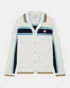 Casablanca Crochet Tennis Shacket In Tennis Stripe