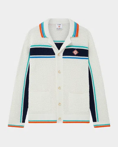 CASABLANCA MEN'S TENNIS CROCHET-EFFECT OVERSHIRT