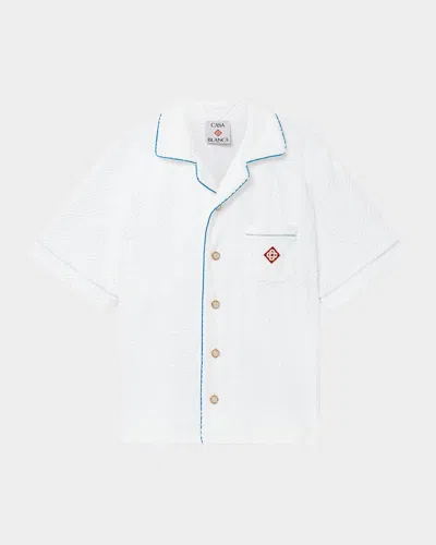 Casablanca Men's Tennis Stripe Toweling Shirt In White