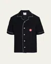 Casablanca Black Shirt With Classic Lapels And All-over Embossed Monogram In Black