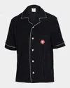 Casablanca Black Shirt With Classic Lapels And All-over Embossed Monogram In Black