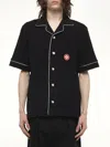 Casablanca Black Shirt With Classic Lapels And All-over Embossed Monogram In Black