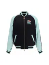 Casablanca Quilted Colour-block Satin Track Jacket In Black
