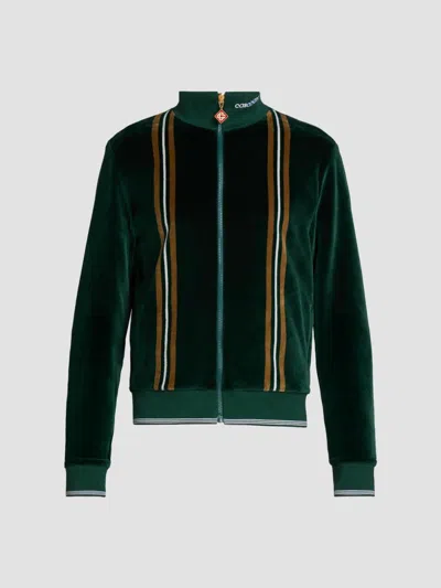 Casablanca Men's Velour Striped Track Jacket In Multi