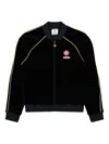 Casablanca Black Velvet Bomber Jacket With Yellow Profiles In Black