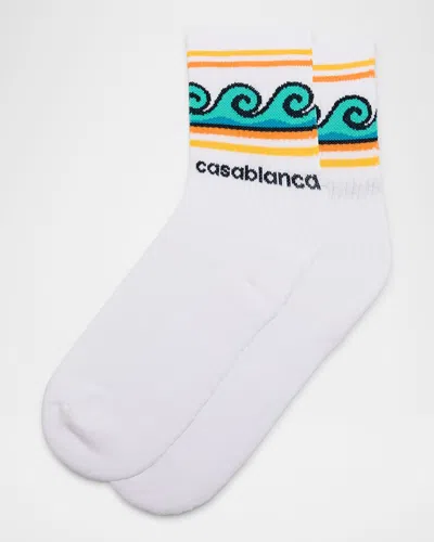 Casablanca Greco Wave Socks In White
