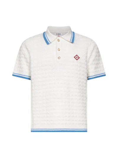 Casablanca White Shirt With Classic Collar And Chest Logo Patch In Cotton Man