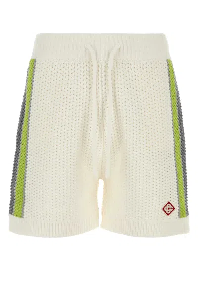 Casablanca Stripe Crochet Bermuda And Short Multicolor In White