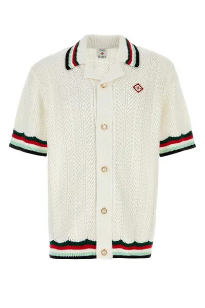 Casablanca Men White Crochet Cardigan
