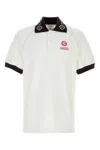 Casablanca Piquet Polo Shirt With Short Sleeves And Ribbed Cuffs In White