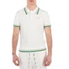 Casablanca Short Sleeves Contrast Collar With Multicolor Stripe Detail In White