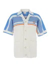 Casablanca Men White Shirt With Classic Collar And Chest Logo Patch In Cotton Man In Blue
