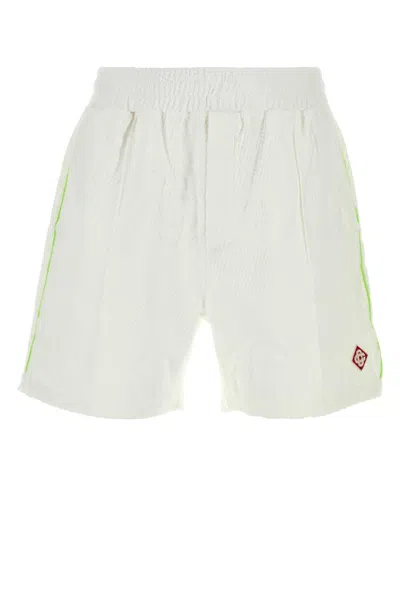Casablanca Men White Stretch Cotton Blend Bermuda Shorts