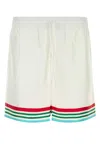 Casablanca Mens Casa Way World Series Relaxed-fit Striped Silk Shorts In Neutral