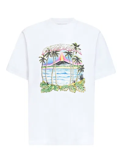 CASABLANCA CASABLANCA MEN WHITE VOLCANO PRINTED T-SHIRT