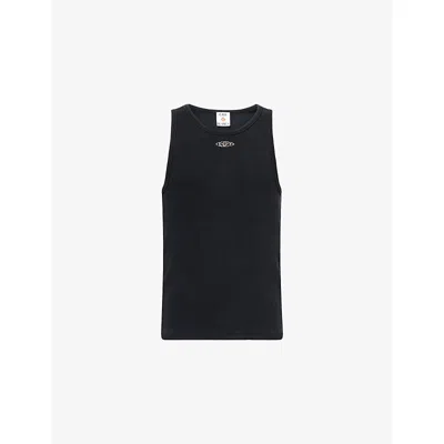Casablanca Mens Black Logo-embellished Ribbed Cotton Tank Top