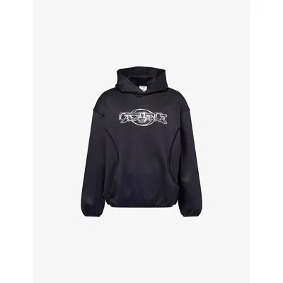 CASABLANCA MENS CASABLANCA OVERSIZED PANEL LOGO JERSEY HOODIE