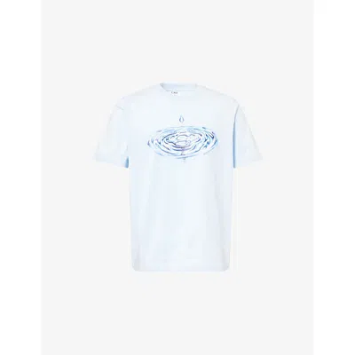 Casablanca Mens Blue Drip Logo Classic Printed Cotton T-shirt Xs
