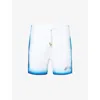 Casablanca White Swim Shorts With Elastic Waist And Logo Print On The Front In Tech Fabric Man In Blue Fade