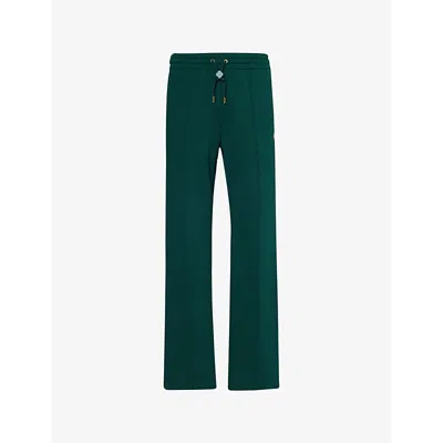 Casablanca Mens Green Brand-patch Two-slip-pockets Straight-leg Relaxed-fit Organic-cotton Jogging Bottoms