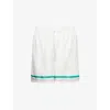 Casablanca Mens Casa Way Graphic-print Drawstring Silk Shorts In White