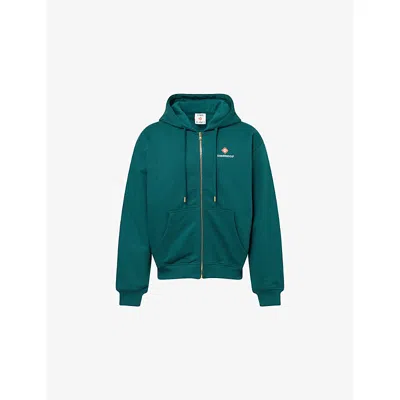 Casablanca Mens Green Classic Zip-up Cotton-jersey Hoody