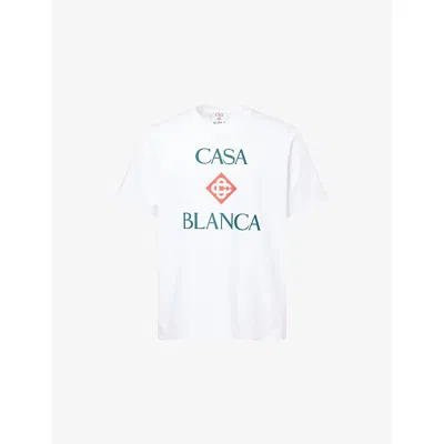 Casablanca Mens White Classic-logo Cotton T-shirt Xl